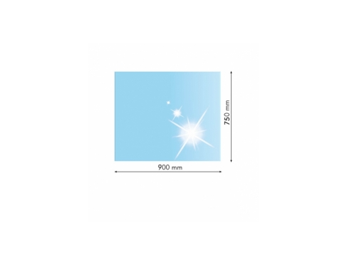 Sklo pod kachle obdĺžnik, 90x75cm, fazeta 20mm, hrúbka 8mm, kalené sklo