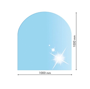 Sklo pod kachle oblúk, 100x100cm, fazeta 20mm, hrúbka 8mm, kalené sklo