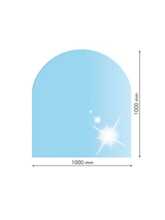 Sklo pod kachle oblúk, 100x100cm, fazeta 20mm, hrúbka 8mm, kalené sklo