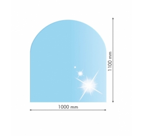 Sklo pod kachle oblúk, 100x110cm, fazeta 20mm, hrúbka 8mm, kalené sklo