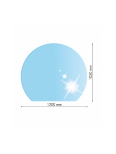 Sklo pod kachle poloblúk, 120x105cm, fazeta 20mm, hrúbka 8mm, kalené sklo