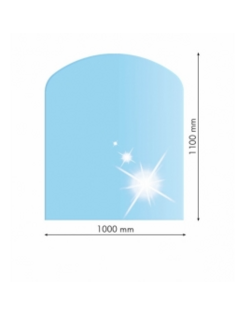 Sklo pod kachle skosený oblúk, 100x110cm, fazeta 20mm, hrúbka 8mm, kalené sklo