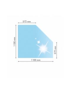 Sklo pod kachle skosený roh, 110x110cm, fazeta 20mm, hrúbka 8mm, kalené sklo