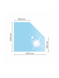 Sklo pod kachle skosený roh, 125x125cm, fazeta 20mm, hrúbka 8mm, kalené sklo